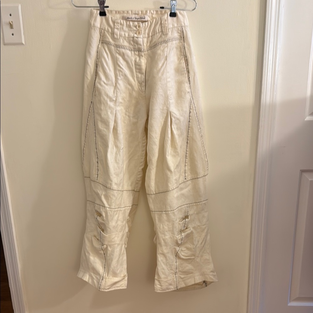 Marithe Francois Girbaud: Cream Wide-Leg Pants